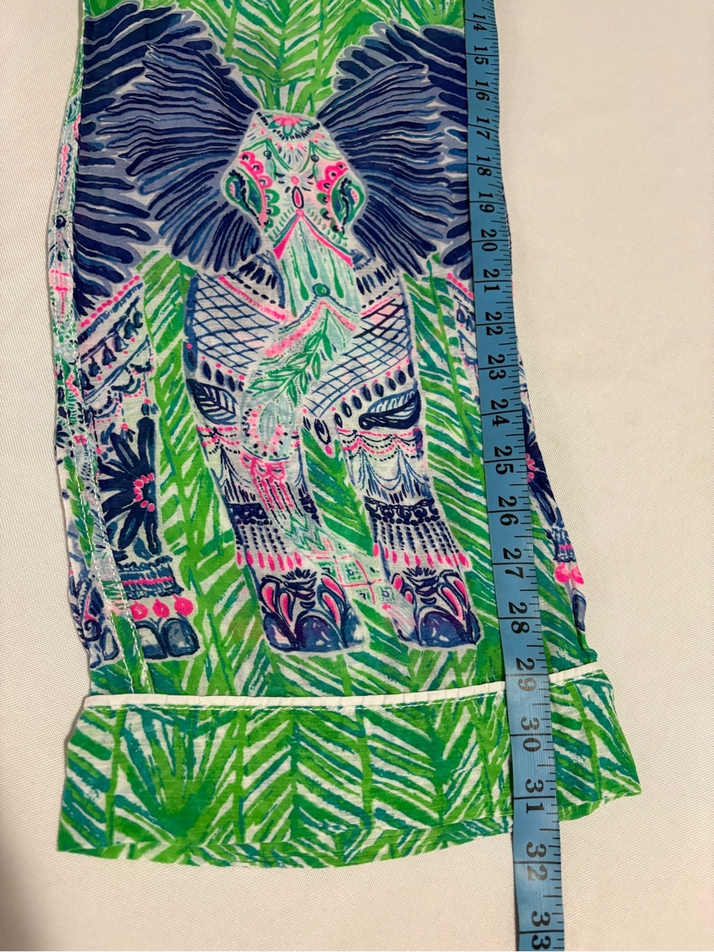 Lilly Pulitzer Palazzo Pant in Toucan Green Elephants Cotton Lightweight XS - Picture 6 of 9